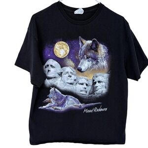 Mount Rushmore Wolf Graphic T Shirt Large Men's Black Delta Pro Weight